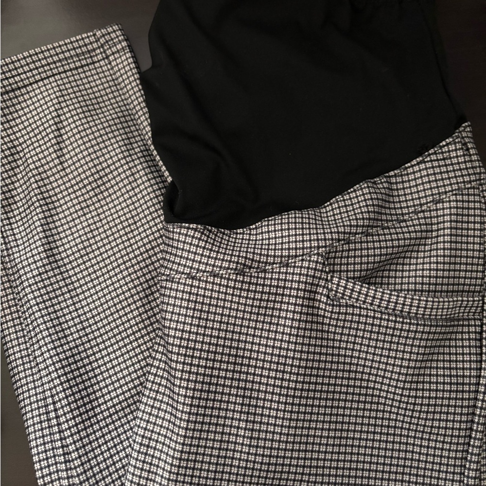 Maternity Black and White Checkered Pants